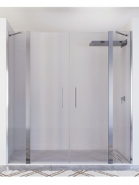 Mampara de ducha puerta abatible con dos cristales fijos
